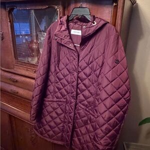 Calvin Klein Women's Deep Purple Quilted Puffer Coat